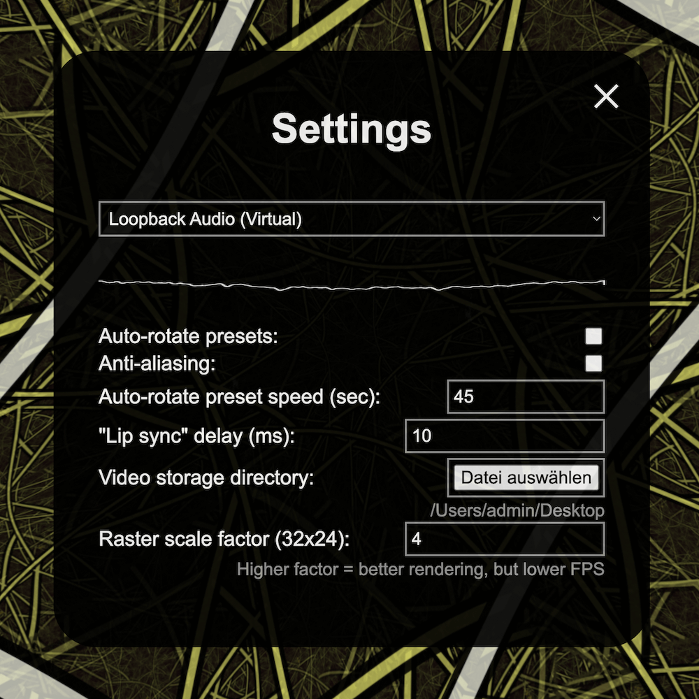Shows the settings of MilkyMilky